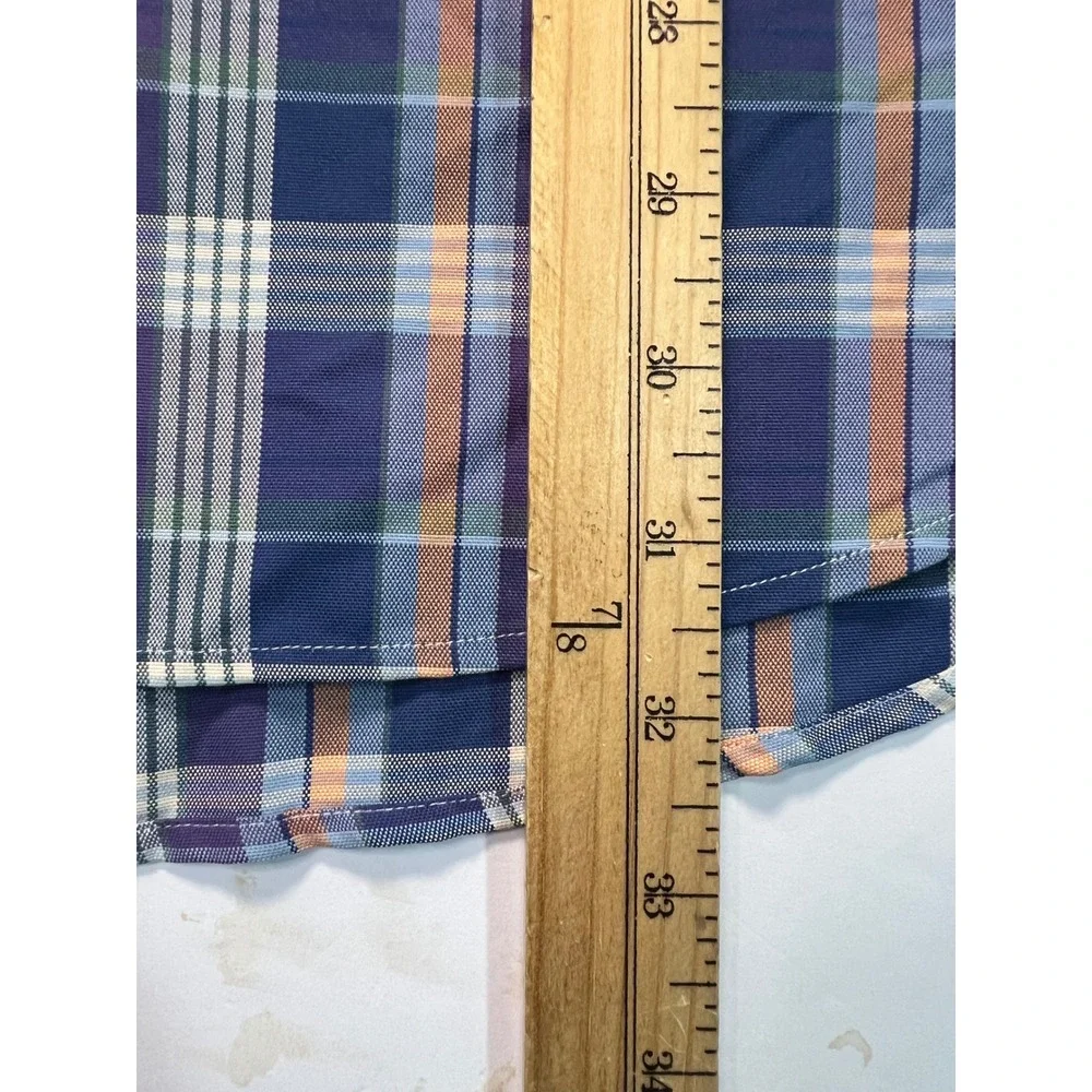 Polo Ralph Lauren Mens XL Classic Fit Performance Plaid Shirt Purple Blue Orange